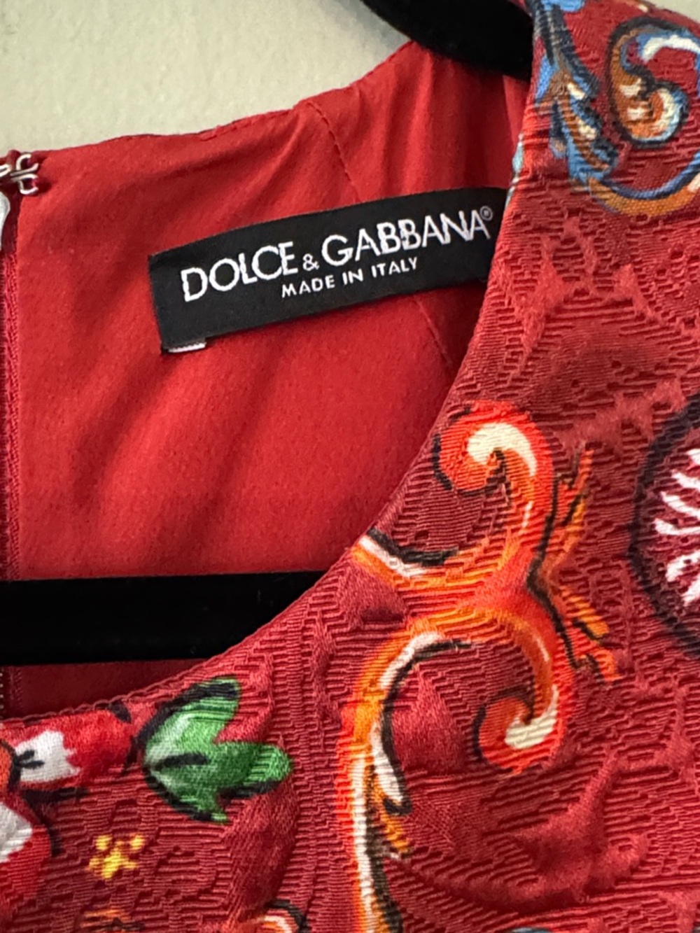 Dolce & Gabbana Carretto Sicily Printed Mini Floral Dress Blue Red  46 M L - Picture 5 of 6